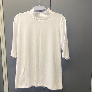 White Short Sleeve Women's Mock Neck Top